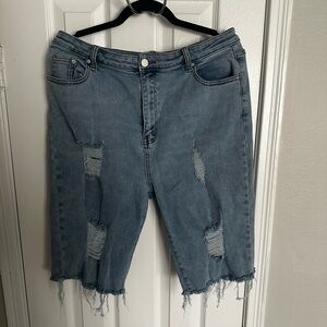 Distressed Denim Shorts